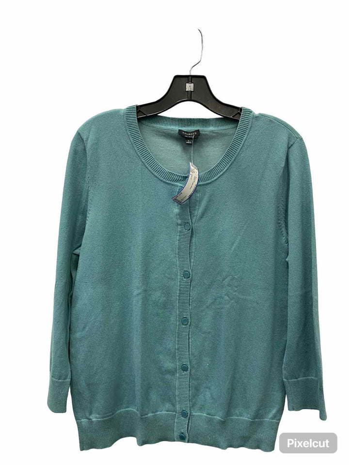 Talbots Size L Green Cotton Blend Sweater