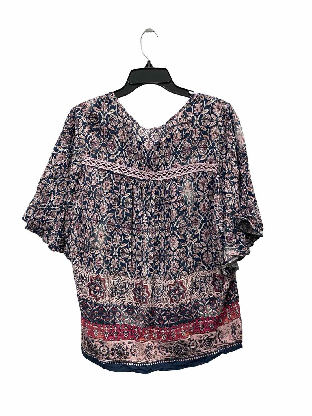 Unity Size 1X Purple Multi Print 100% Viscose Short Sleeve Shirts