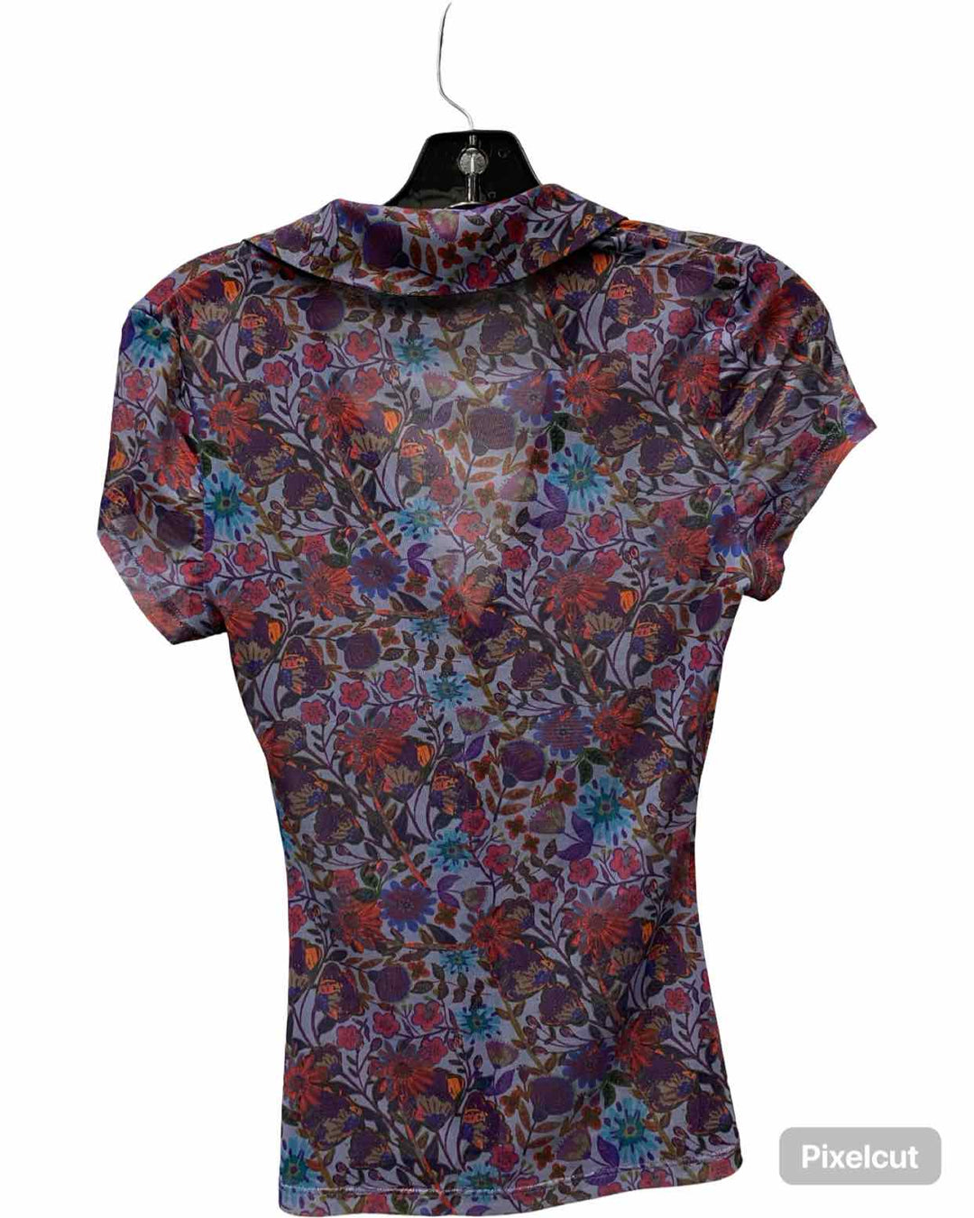 Natural Life Size XS Blue Red Floral Short Sleeve Shirts