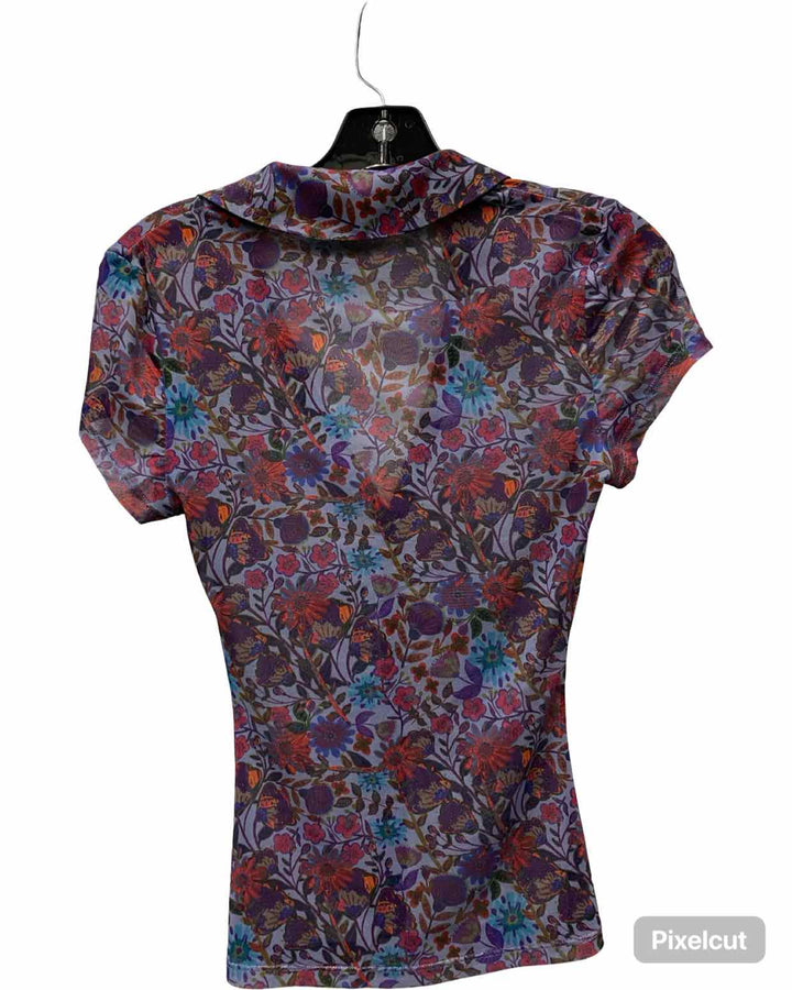 Natural Life Size XS Blue Red Floral Short Sleeve Shirts