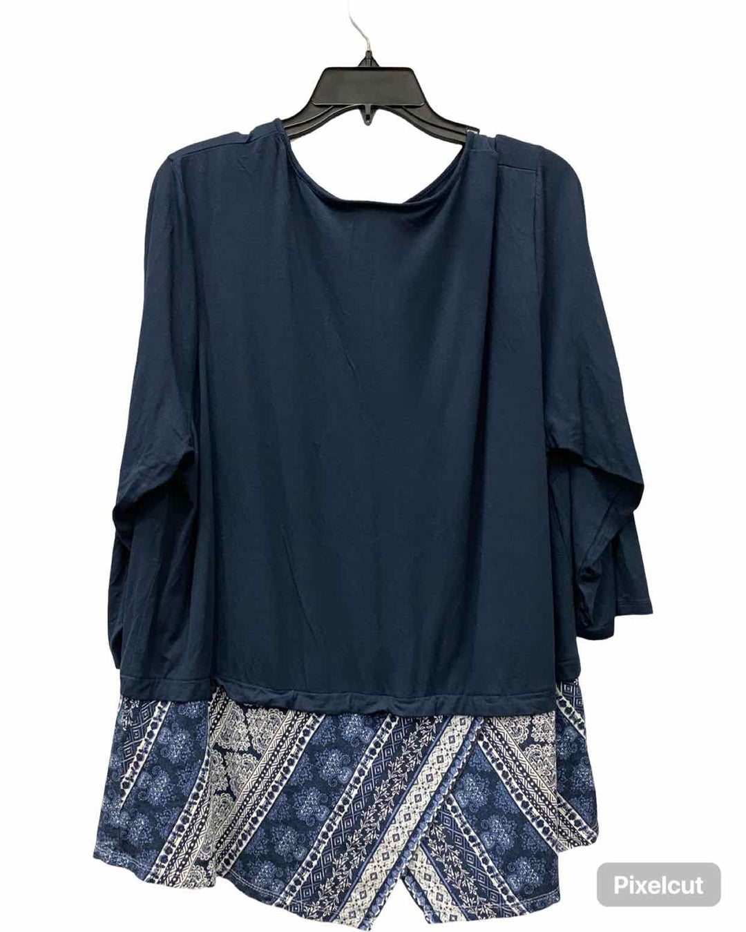 J Jill Size 2X Blue Print Long Sleeve Shirts
