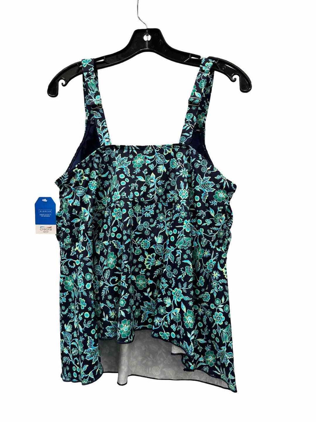 Lands End Size 1X Blue Green Print Swimsuit Top