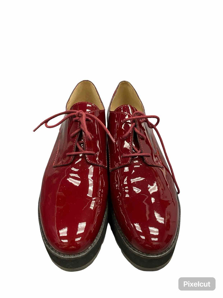 Eileen Fisher Shoe Size 11 Burgundy Patent Leather Platform Oxford Sneakers