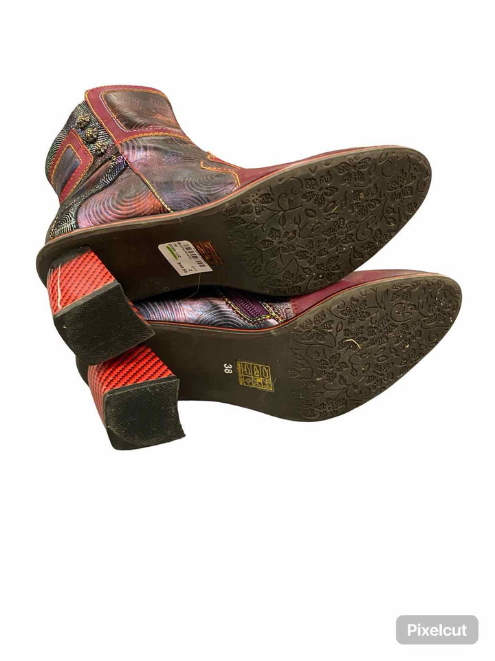 L'Artiste by Springstep Shoe Size 38 Red Leather Thunderbird Boots(Ankle)