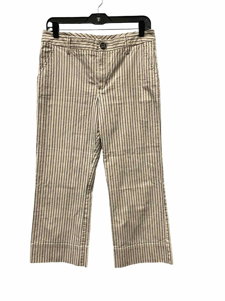 Cabi Size 6 Cream Blue Striped Pants