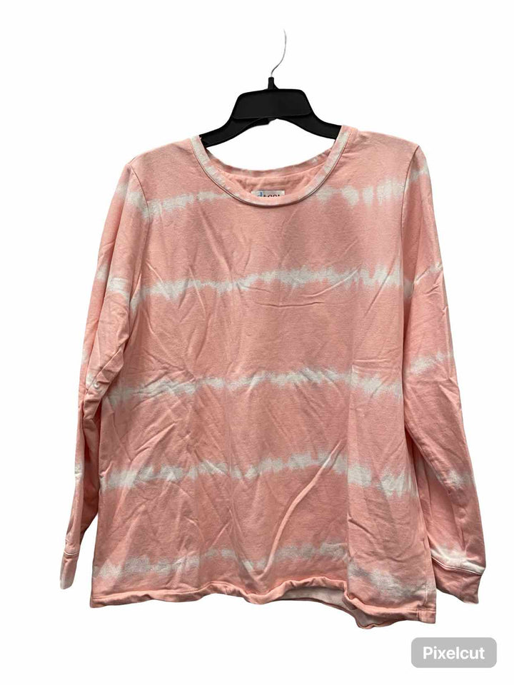 D&Co. Size L Pink White Tie Dye 94% Cotton Long Sleeve Shirts