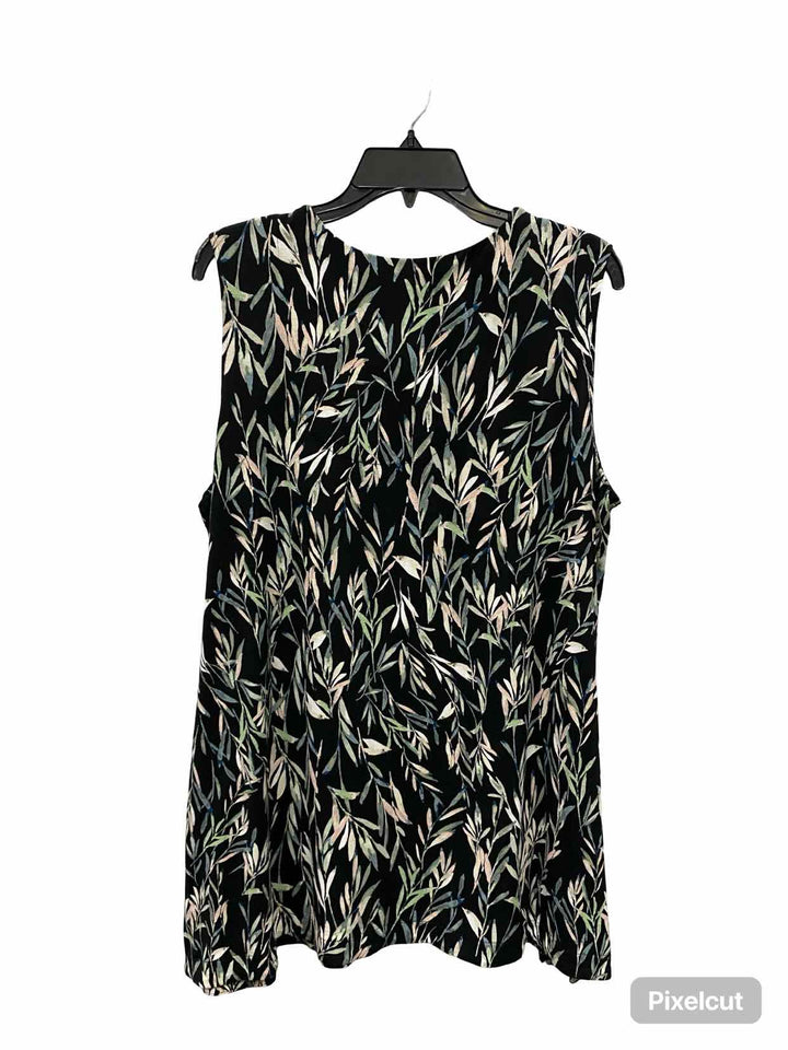 J Jill Size XL Green Black Leafy Tank Top