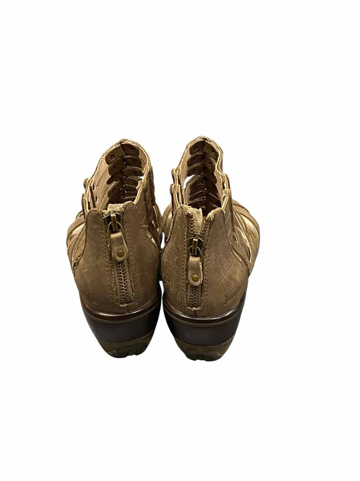 Jambu Shoe Size 6.5 Brown Leather Sugar Wedge Sandals