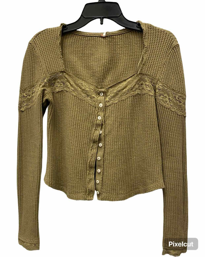 Free People Size S Green Long Sleeve Shirts