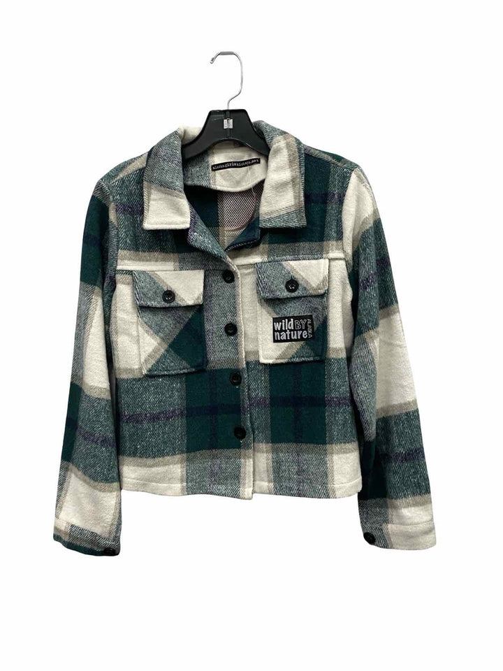 Wild by Nature Size S Green White Plaid Long Sleeve Shirts