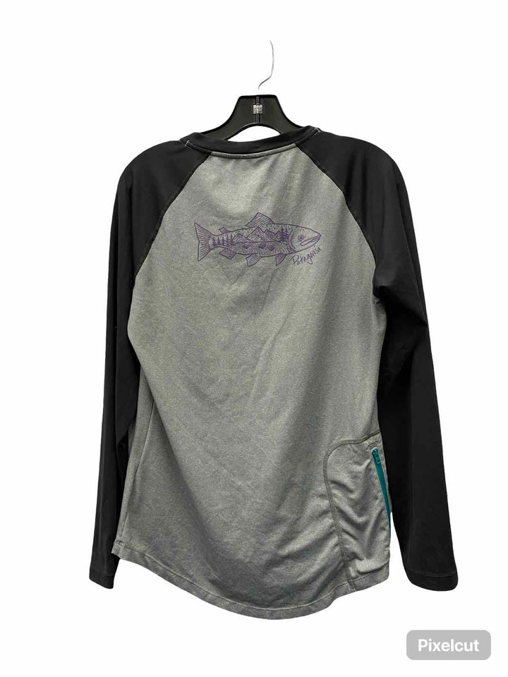 Patagonia Size M Black Gray Print Athletic Long Sleeve