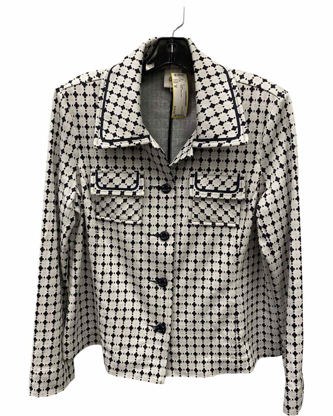 Cabi Size M White Black Print Jacket
