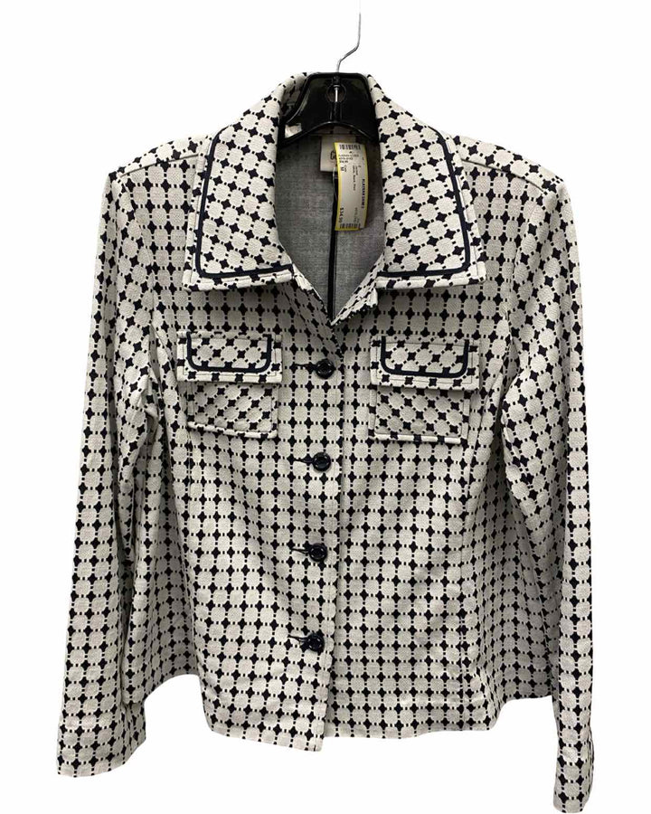 Cabi Size M White Black Print Jacket