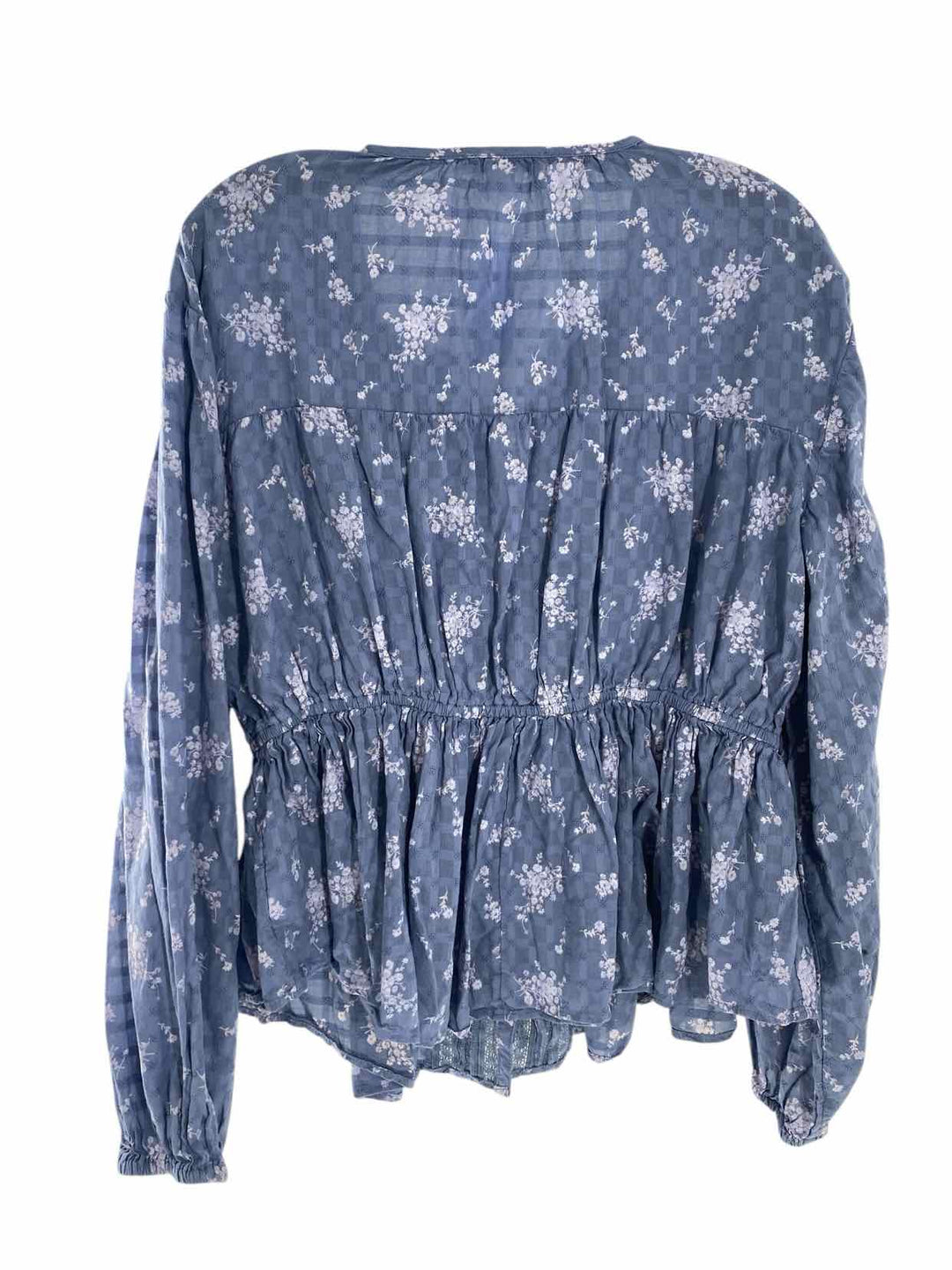 American Eagle Size M Blue White Floral Long Sleeve Shirts