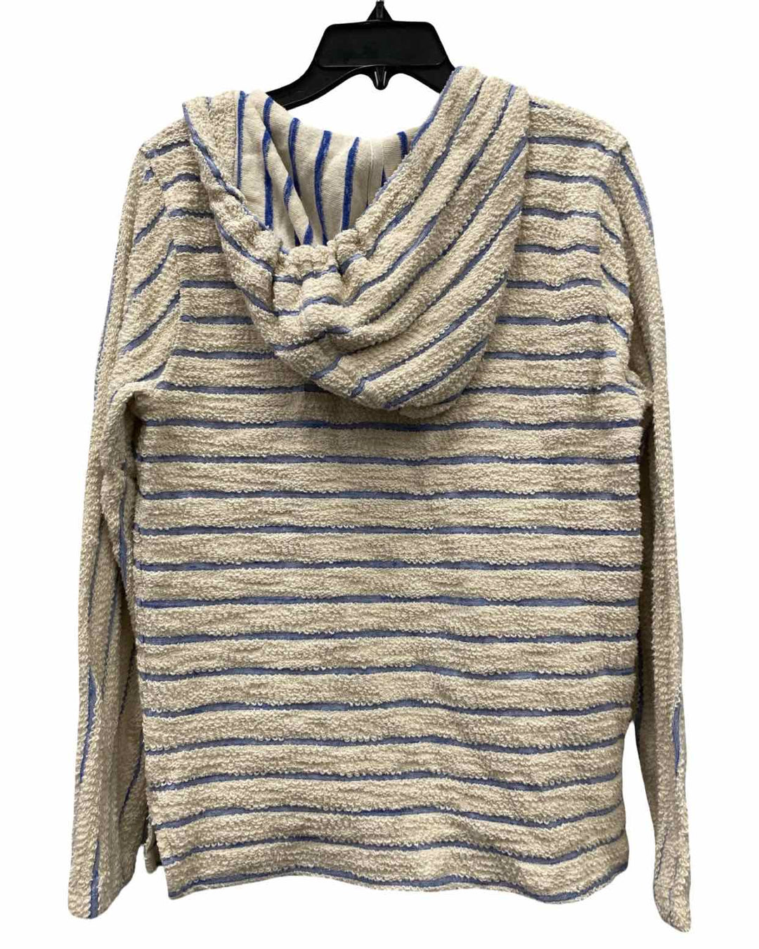 Faherty Brand Size L Tan Blue Stripe Hoodie Sweater