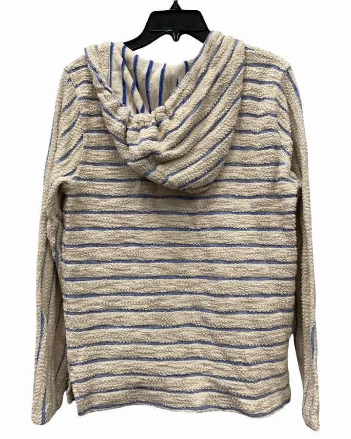 Faherty Brand Size L Tan Blue Stripe Hoodie Sweater