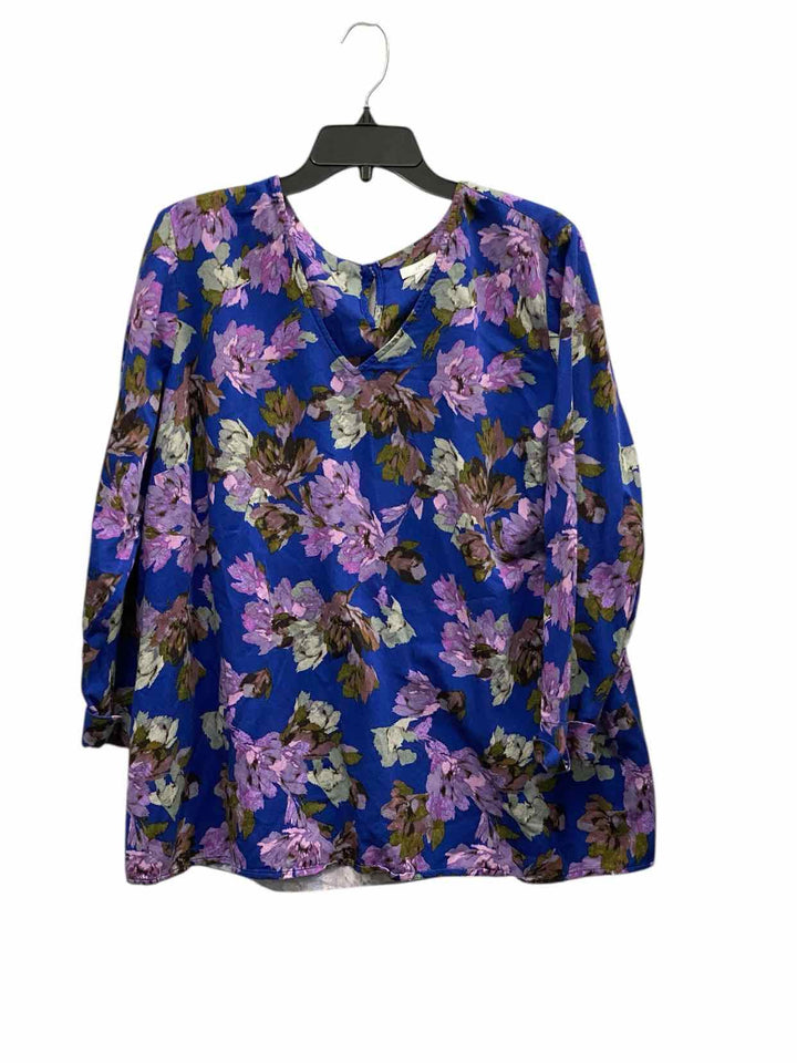 J Jill Size XL Blue Purple Long Sleeve Shirts