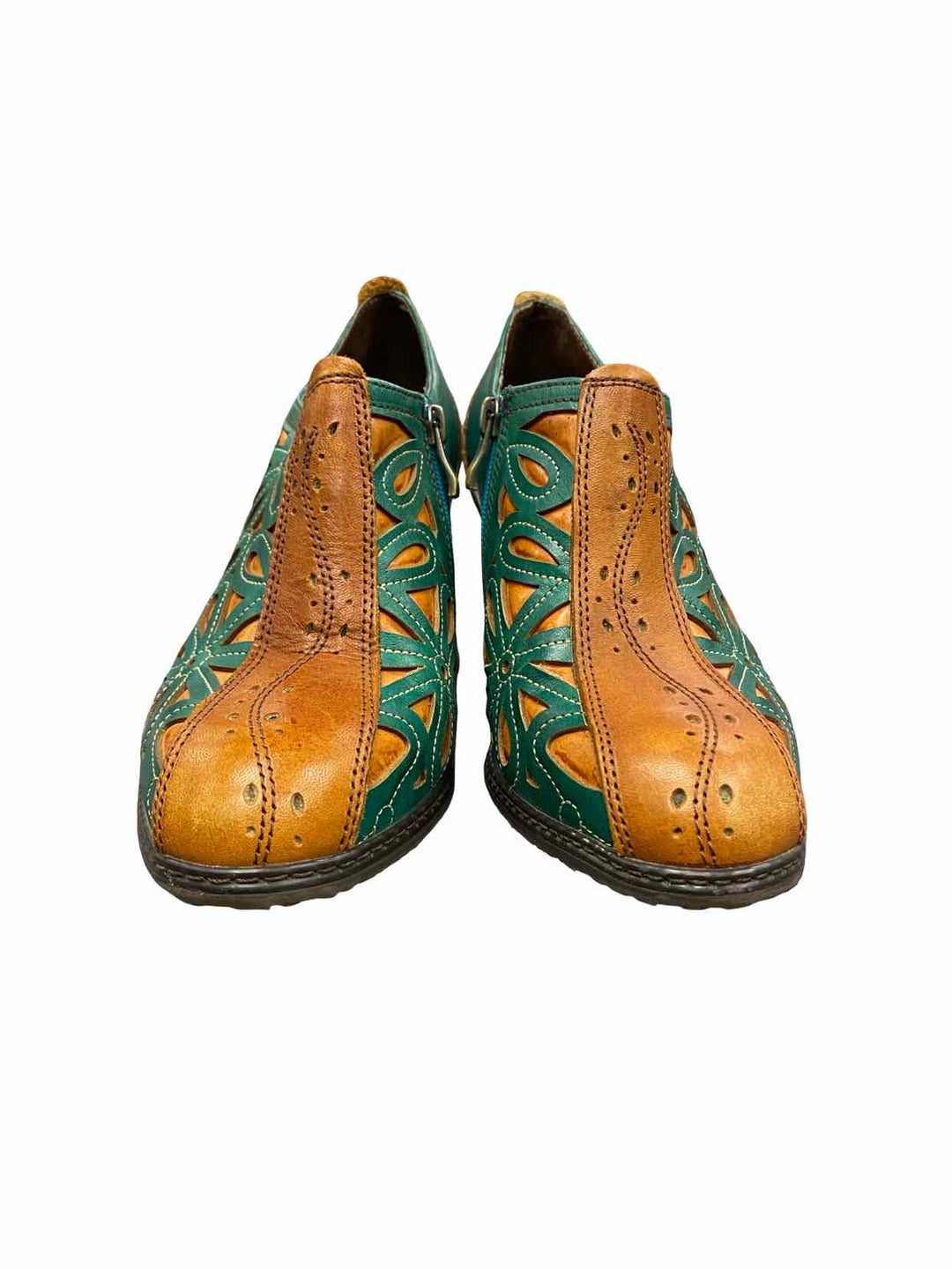 L'Artiste Shoe Size 40 Teal Brown Leather Arabella Boots(Ankle)
