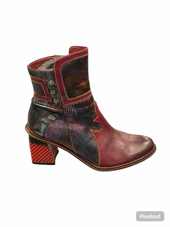 L'Artiste by Springstep Shoe Size 38 Red Leather Thunderbird Boots(Ankle)