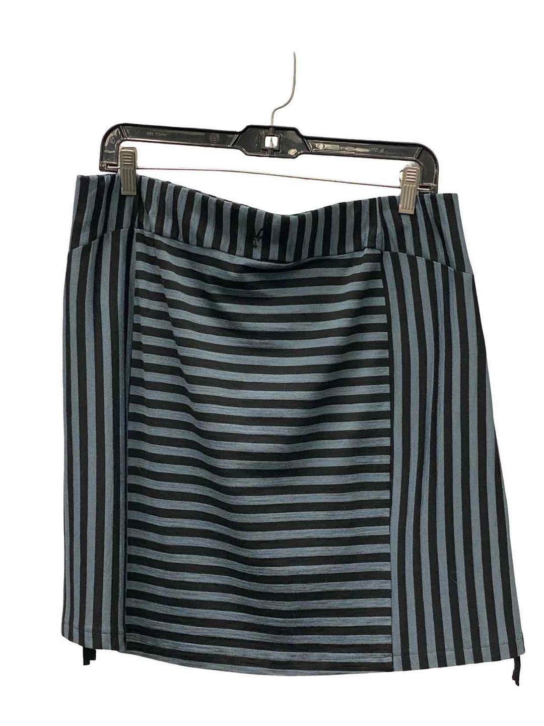 ibex Size L Black Blue Striped 100% Merino Wool Skirt