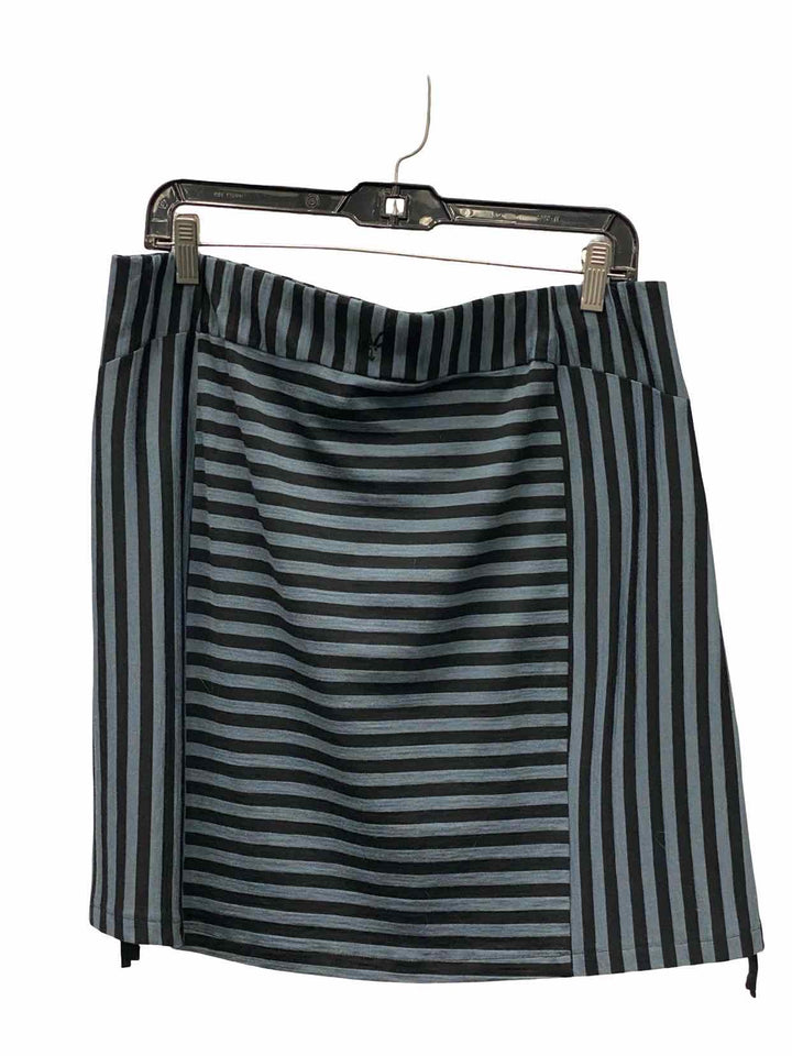 ibex Size L Black Blue Striped 100% Merino Wool Skirt
