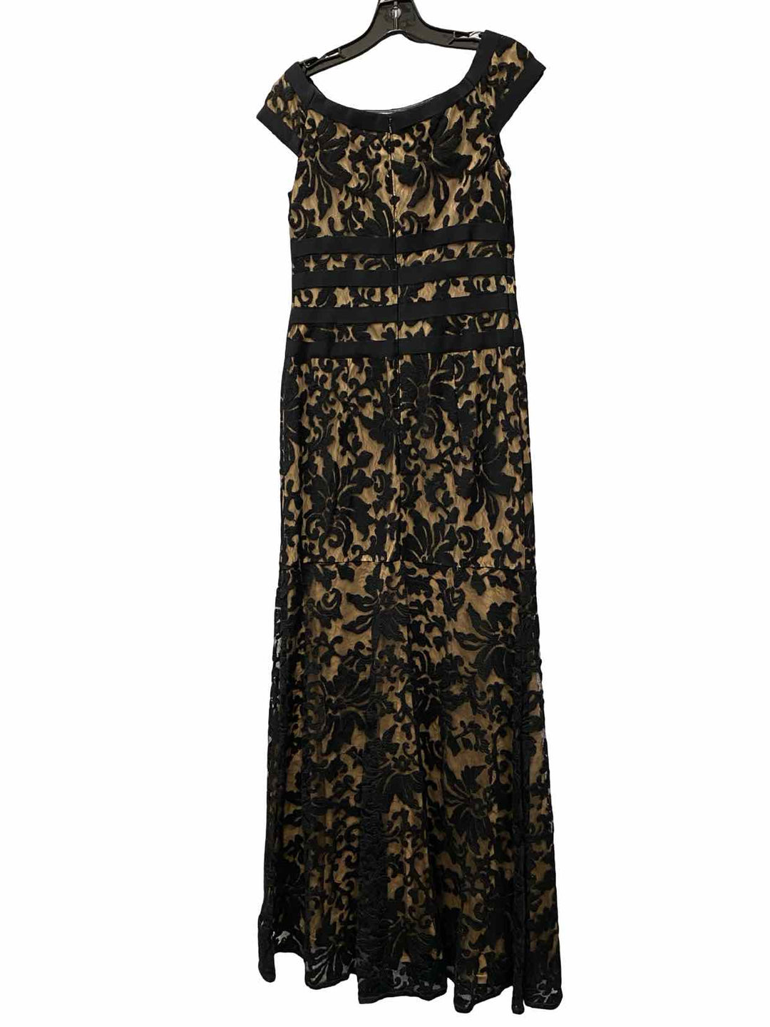 Tadashi Shoji Size 8P Black Tan Floral Dress