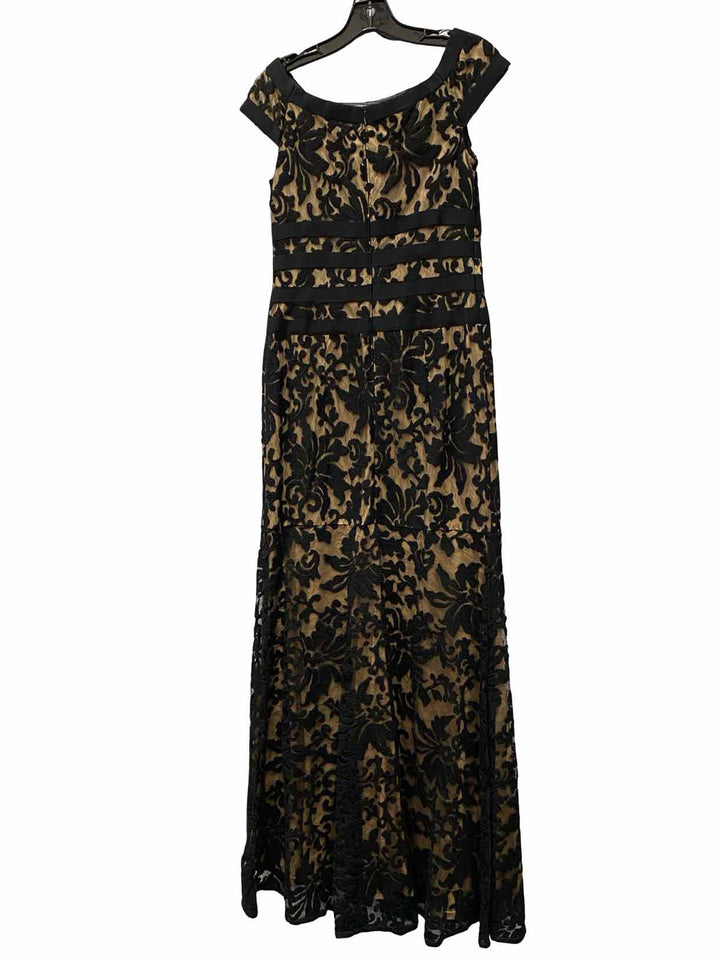 Tadashi Shoji Size 8P Black Tan Floral Dress