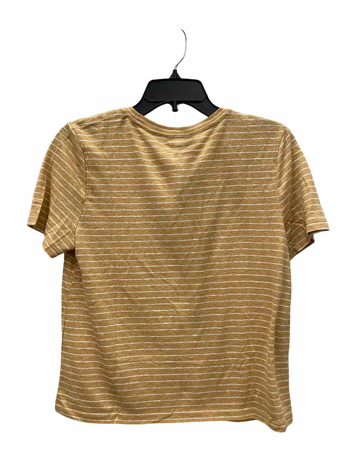 Banana Republic Size M Yellow Stripe Linen Blend Short Sleeve Shirts