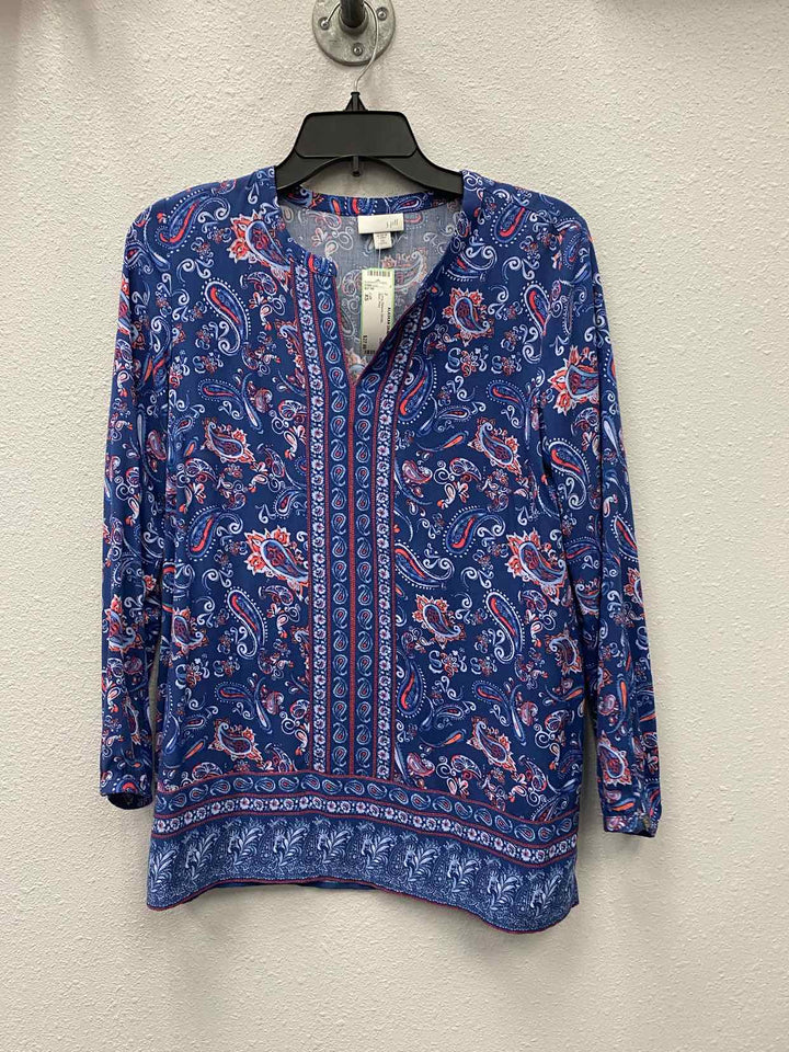 J Jill Size XS Blue Print Long Sleeve Shirts
