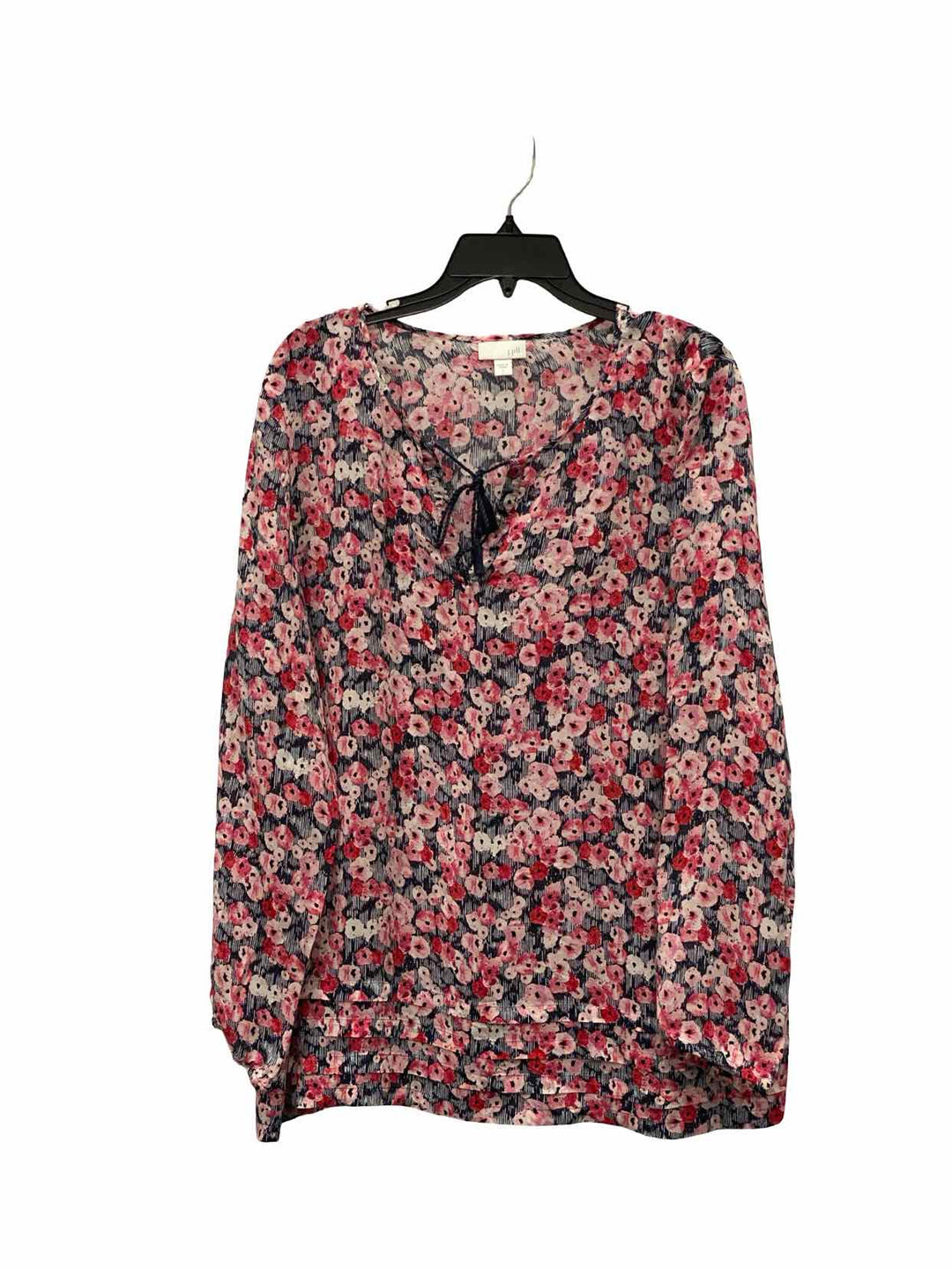 J Jill Size L Pink Floral Long Sleeve Shirts