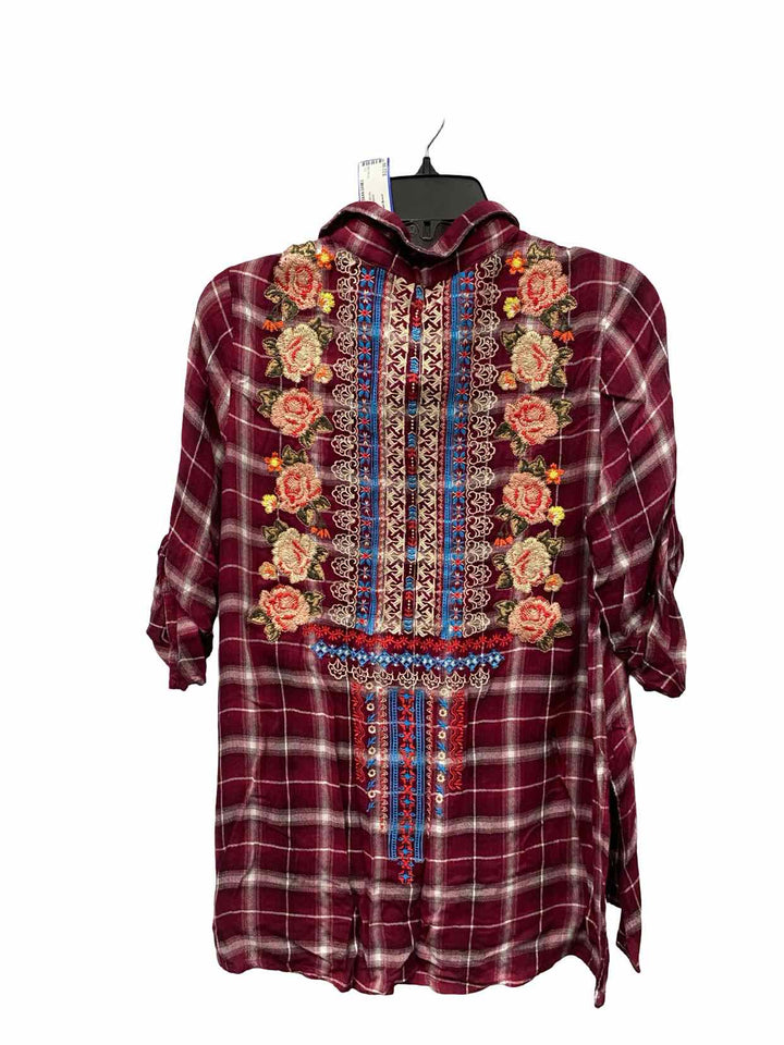 Unknown Brand Size M Red Embroidered Long Sleeve Shirts