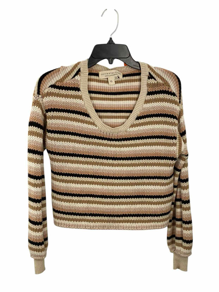 SALTWATER LUXE Size XS Cream Multi Striped Sweater