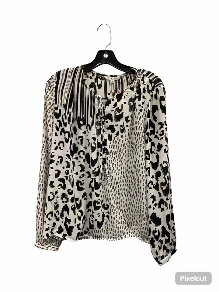 Cabi Size M Cream Black Long Sleeve Shirts