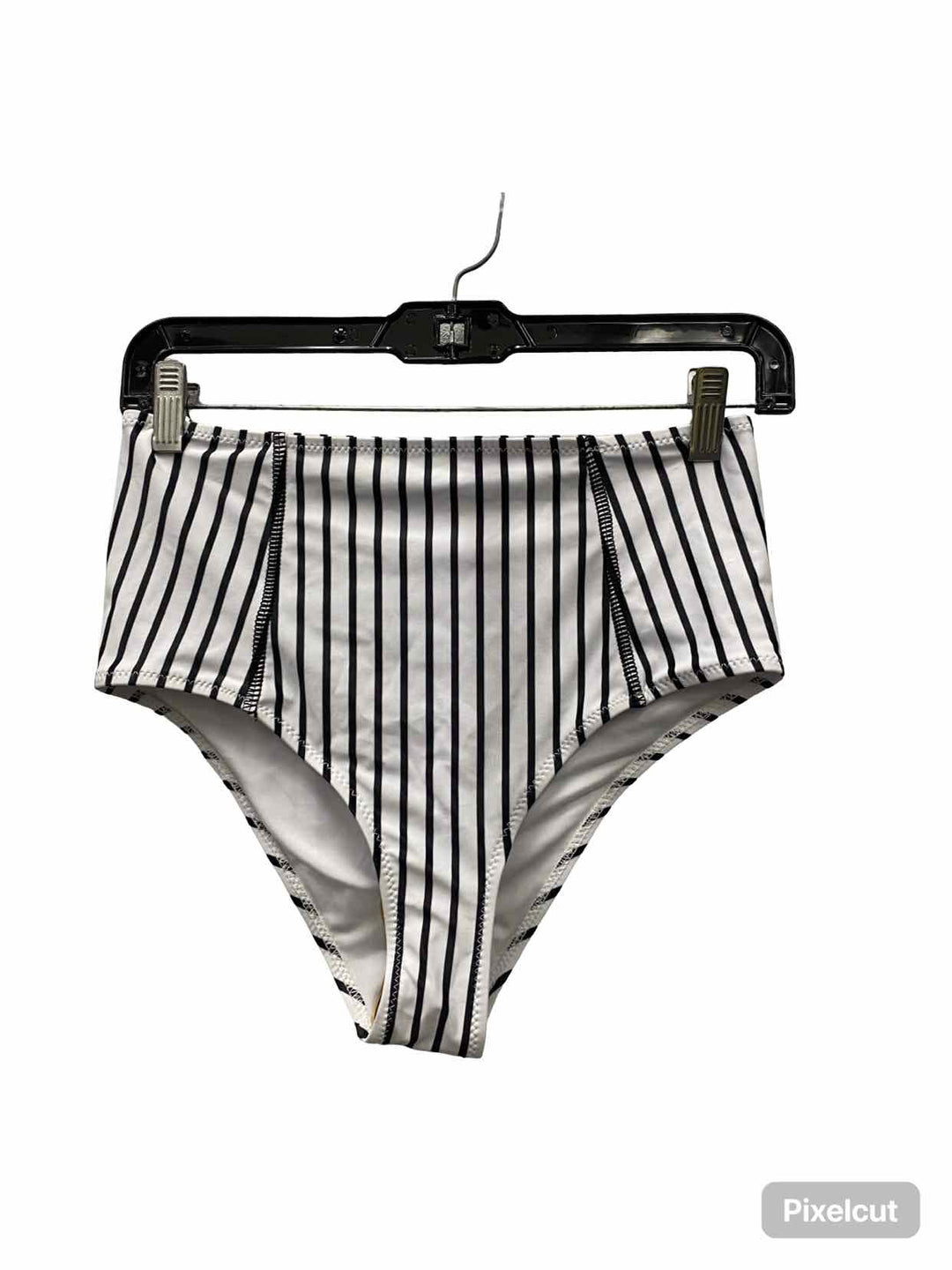 Beachsissi Size M Black White Striped Swimsuit Bottom