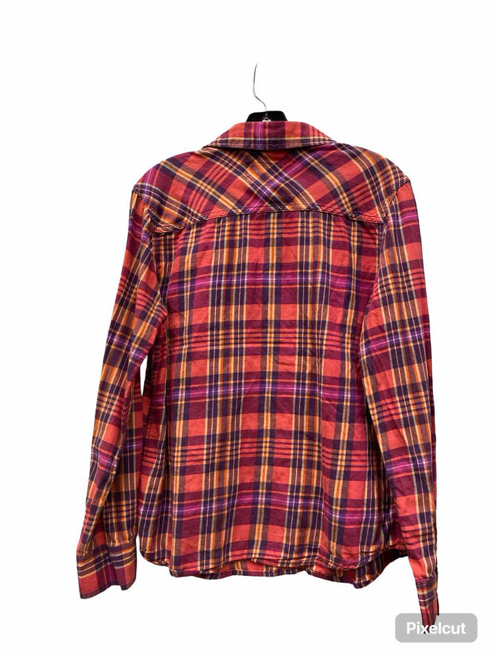 Aerie Size L Pink Plaid Long Sleeve Shirts
