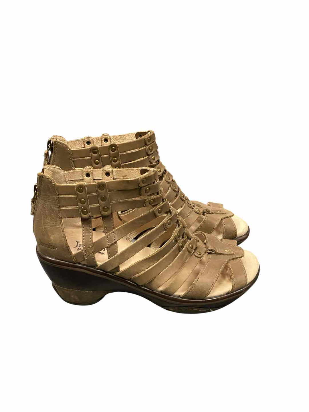 Jambu Shoe Size 6.5 Brown Leather Sugar Wedge Sandals