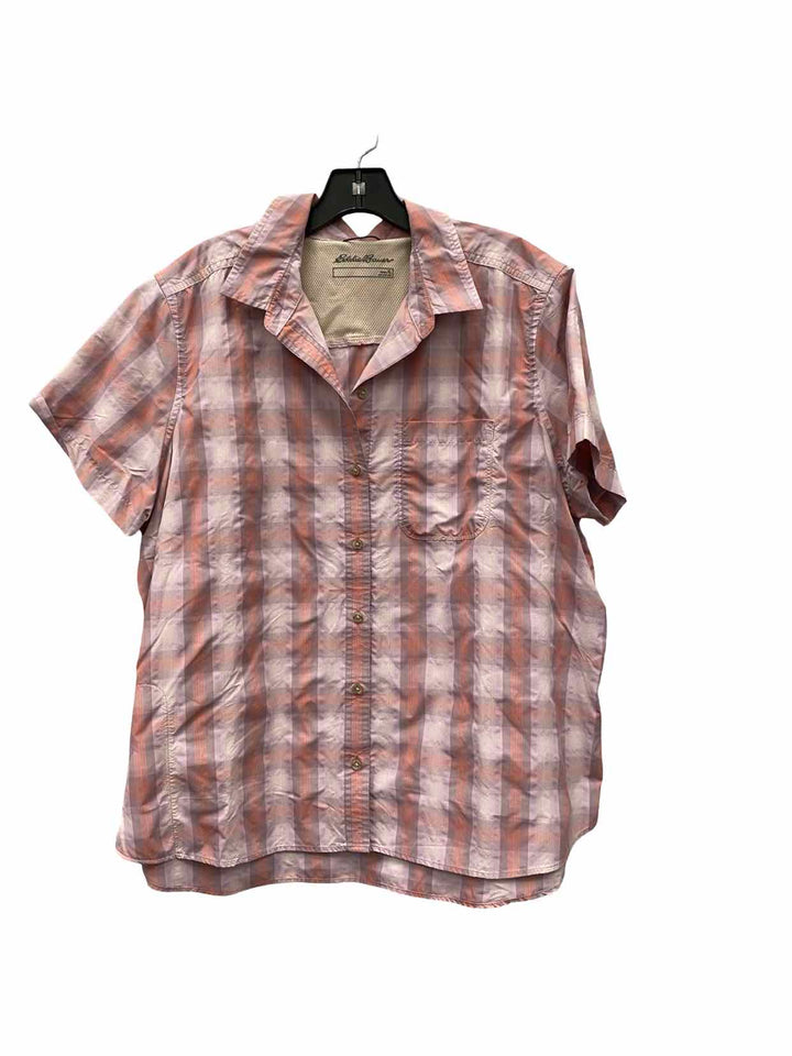 Eddie Bauer Size XL Pink Purple Plaid Short Sleeve Shirts