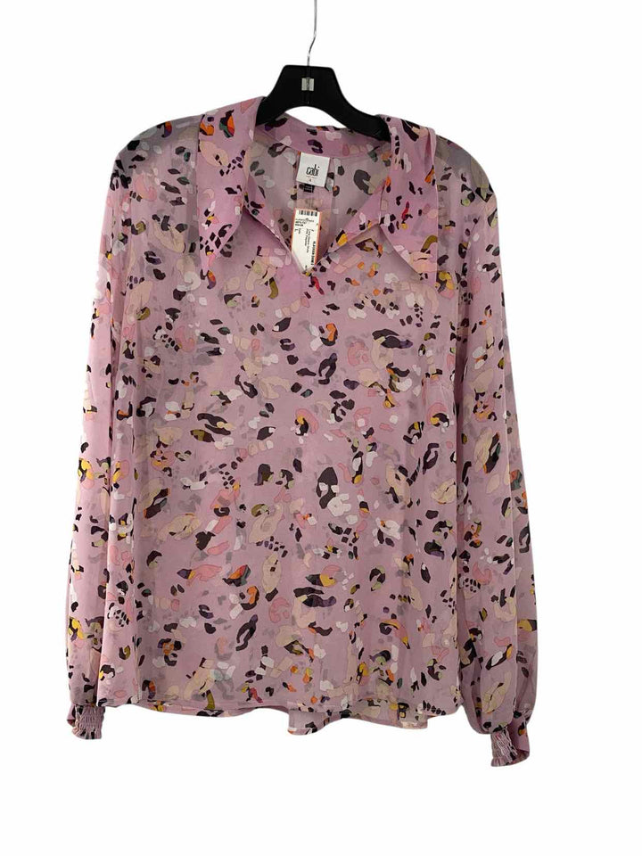 Cabi Size L Pink Polyester Long Sleeve Shirts