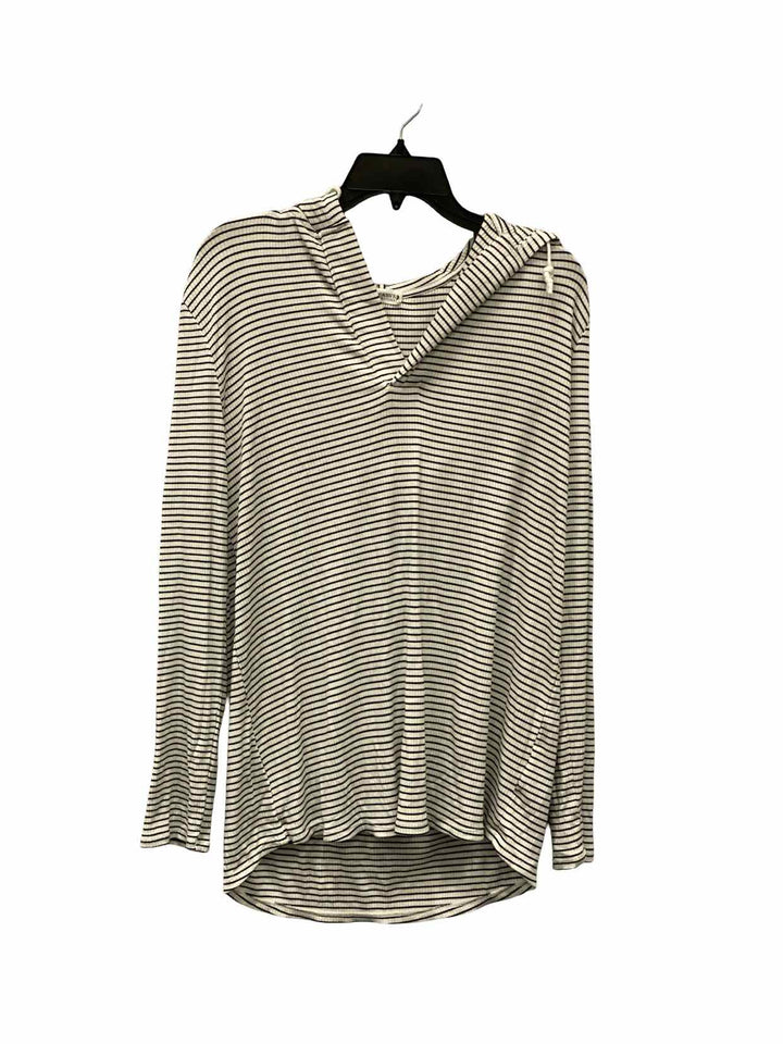 Carve Designs Size L White Black Striped Sweatshirt
