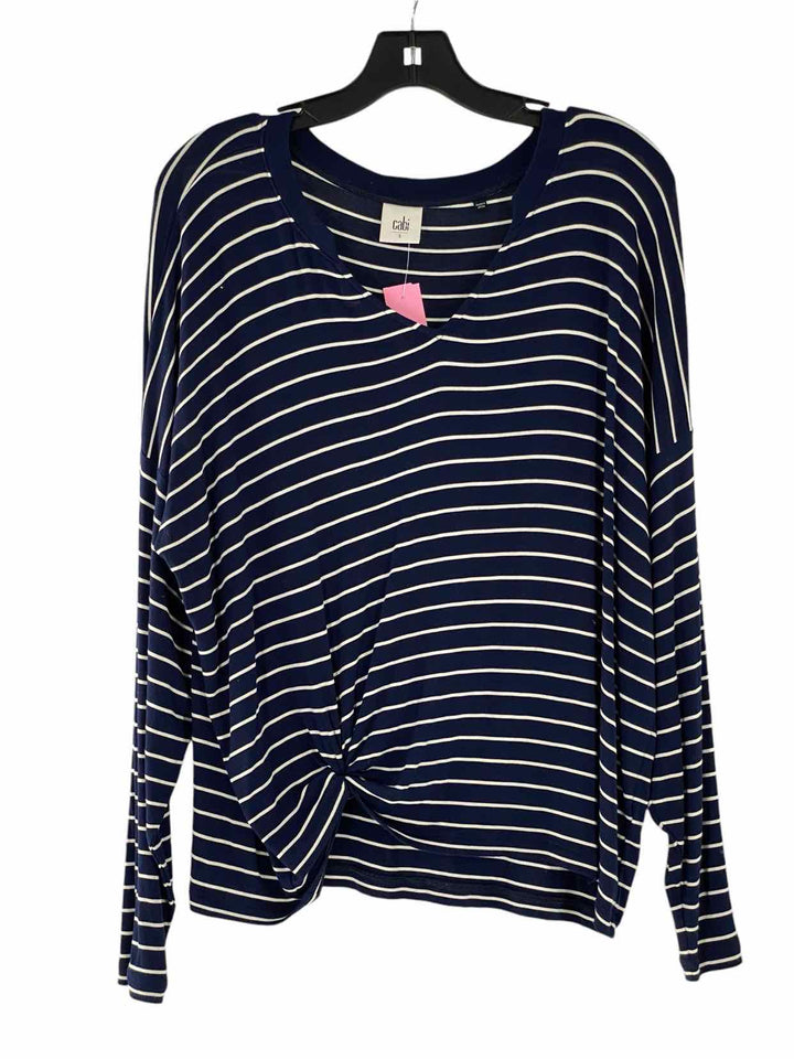 Cabi Size S Navy White Stripes Long Sleeve Shirts