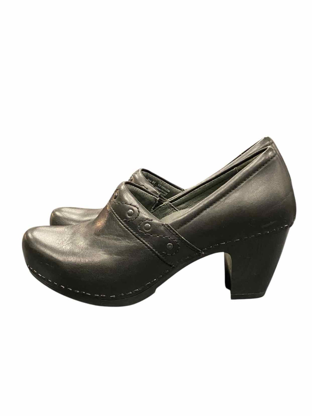 Dansko Shoe Size 41 Black Leather Heeled Clogs