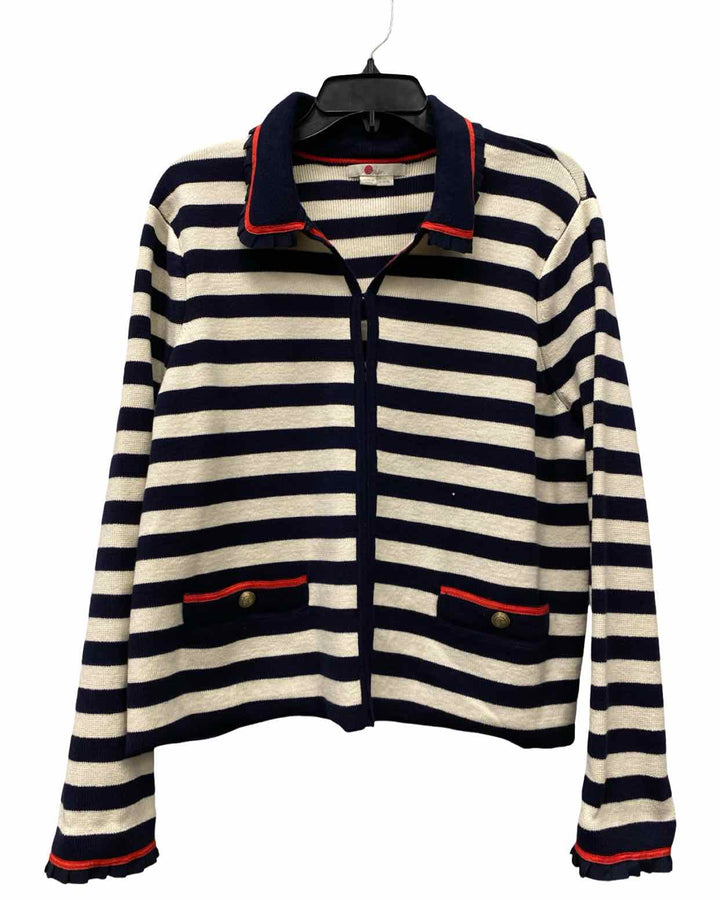 Boden Size 14/16 Navy White Stripe 100% cotton Sweater