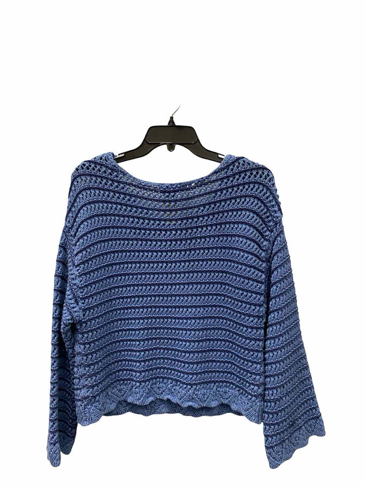 American Eagle Size L Blue crochet 60% Cotton Sweater