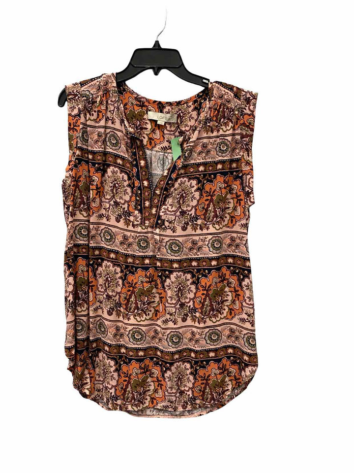 Loft Size L Peach Multi Print Tank Top
