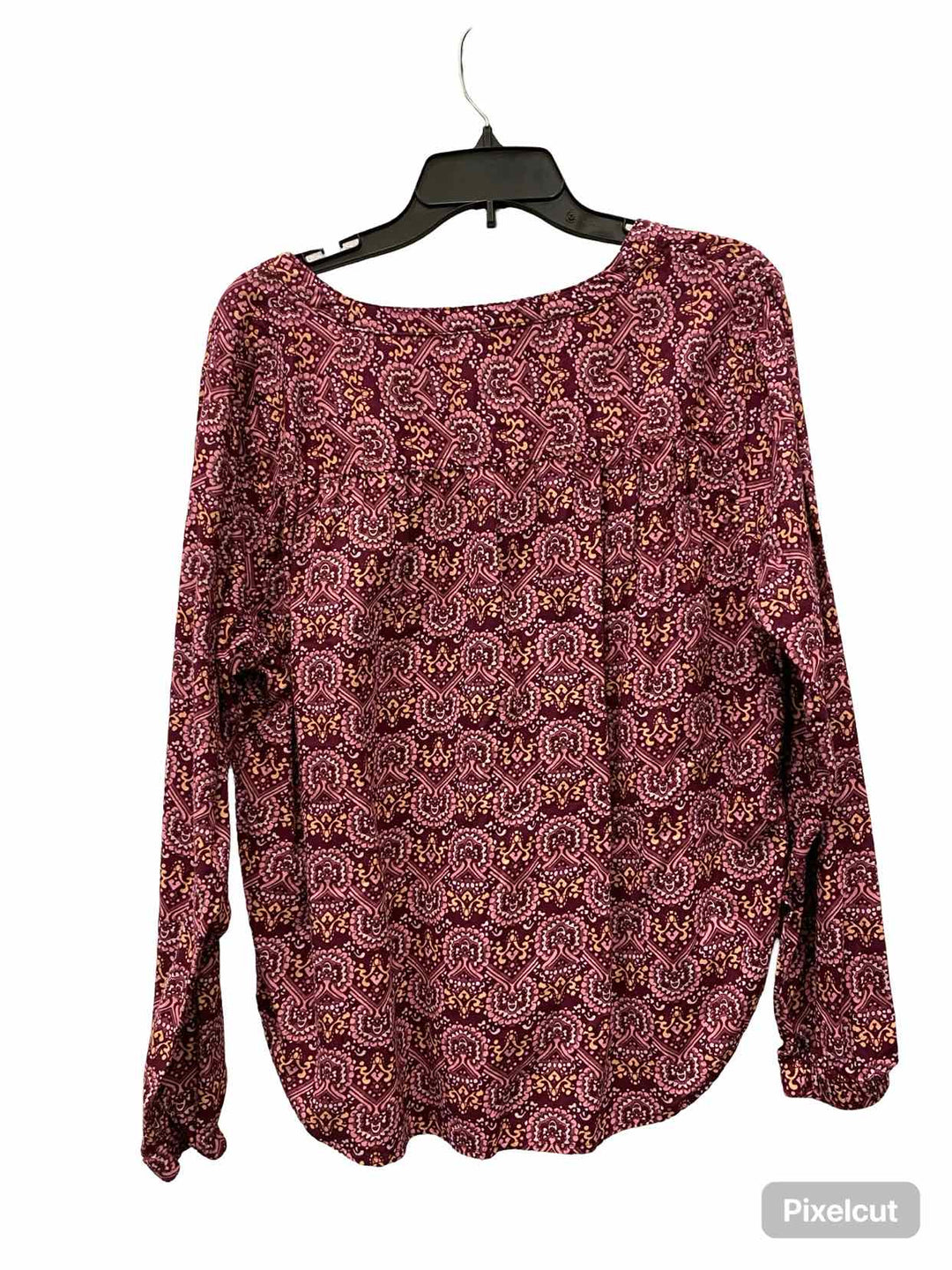 Aventura Size L Purple Pink & Yellow Print Long Sleeve Shirts