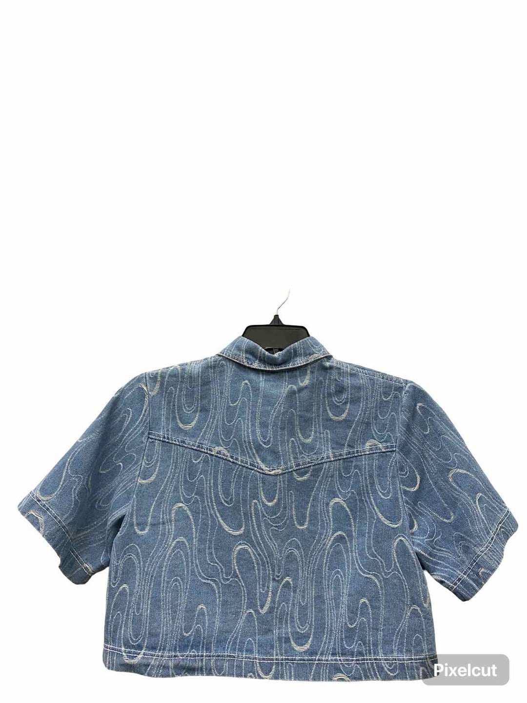Petal + Pup Size 4 Blue White Print Denim Short Sleeve Shirts