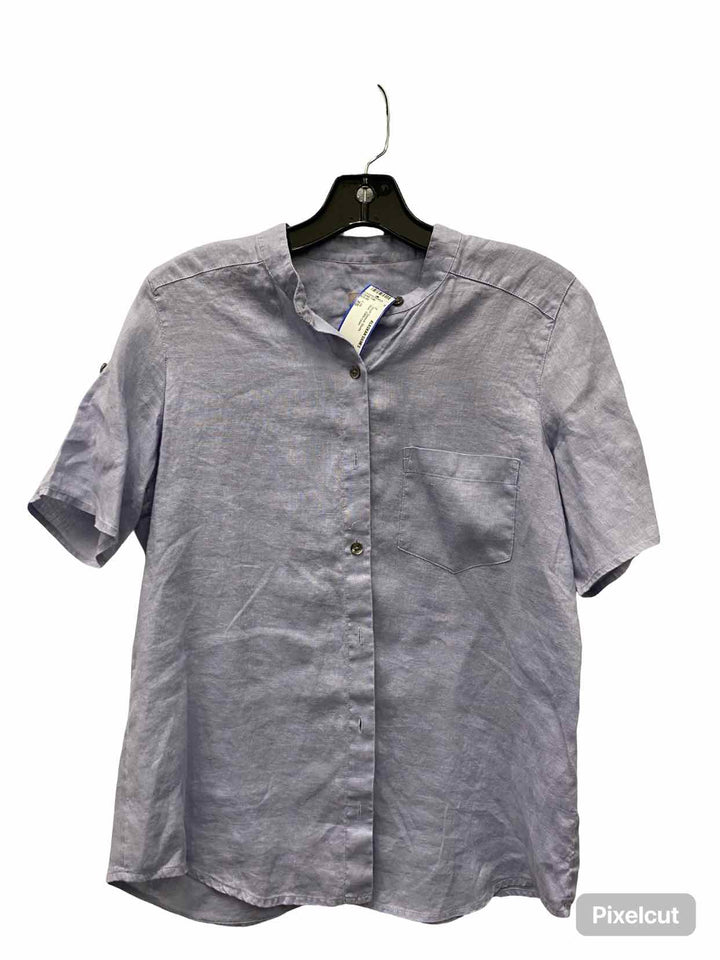 J Jill Size XS Blue 100% Linen Short Sleeve Shirts