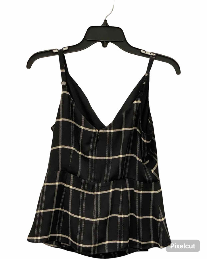 Cabi Size 0 Black Beige Plaid Tank Top