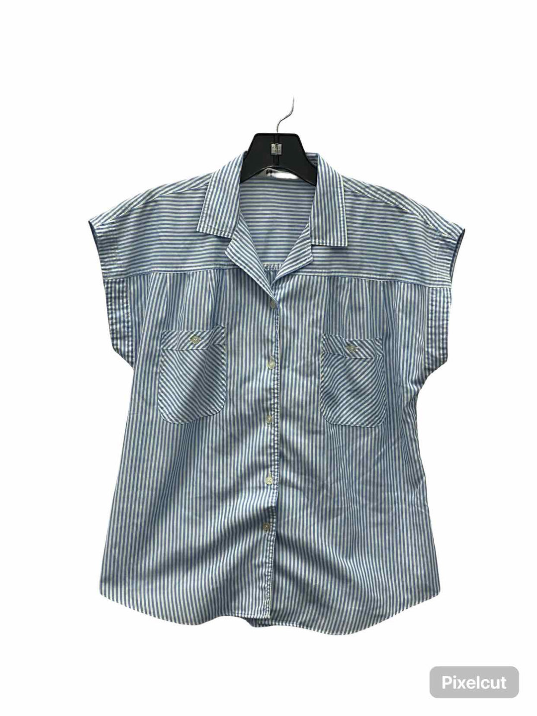 Here's A Hug Size M Blue White Striped Short Sleeve Shirts