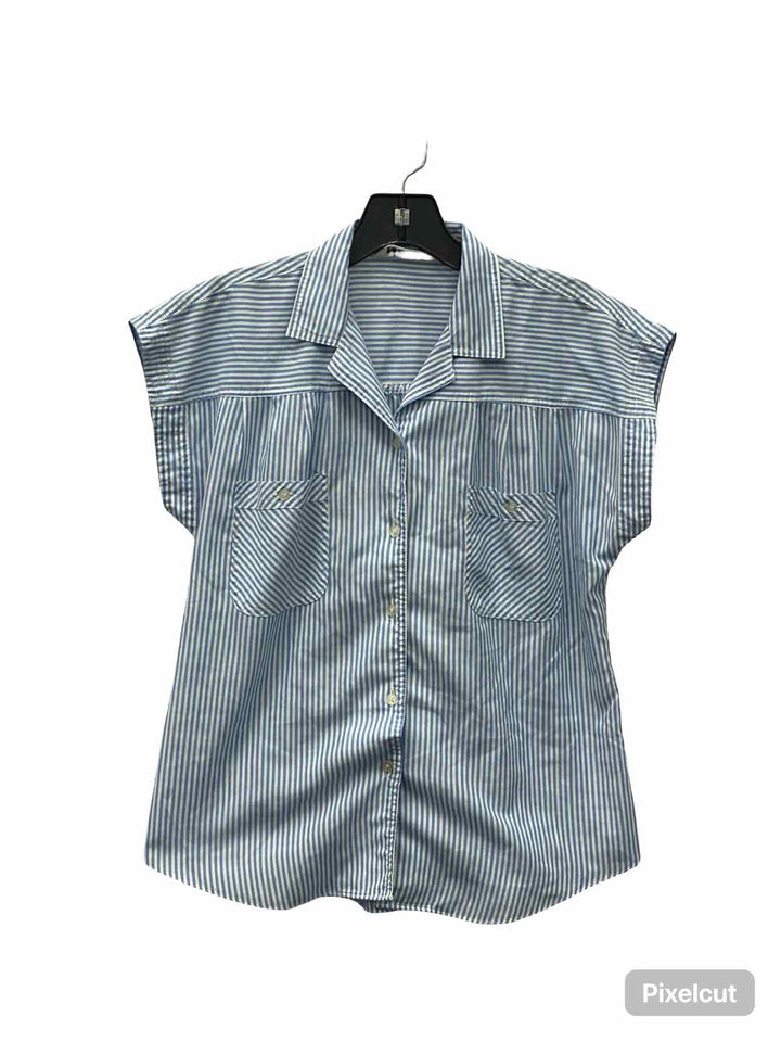 Here's A Hug Size M Blue White Striped Short Sleeve Shirts